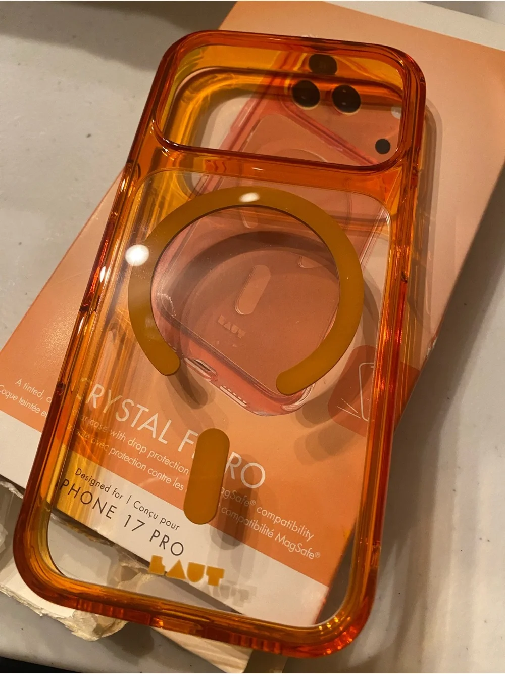 Clear Fluro MagSafe Compatible iPhone Case iPhone 17 Pro- Orange